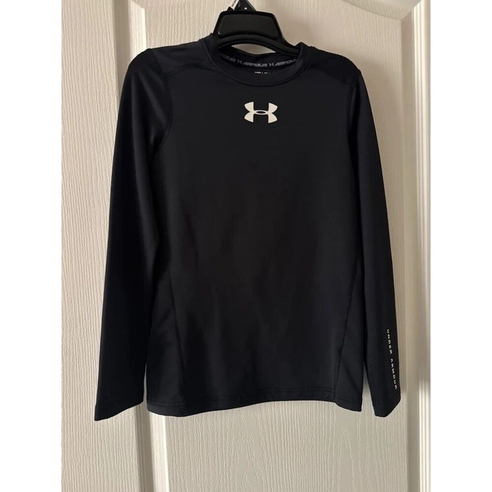 Under Armour Youth Black ColdGear Long Sleeve Compression Shirt - Size YM(10-12)
